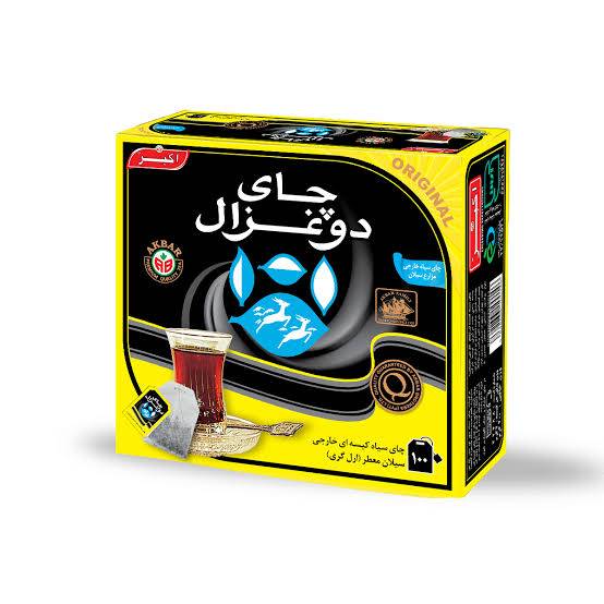 چای کیسه ای ارل گری انولوپ دار 100عدد دو غزال